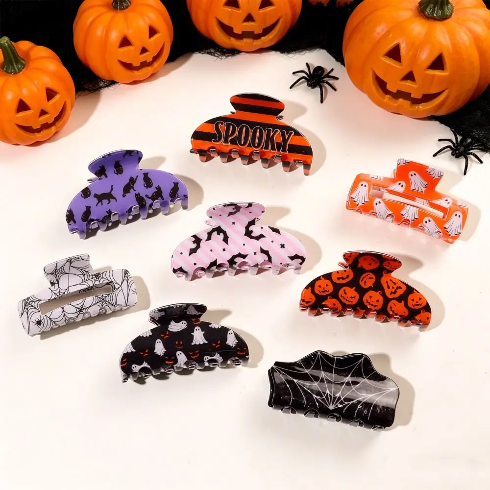 PVC Halloween Hair Claw Spider Magic Hat Acrylic Ghost Hairpin Witch Hat Cute Large Shark Clip Theme Photography
