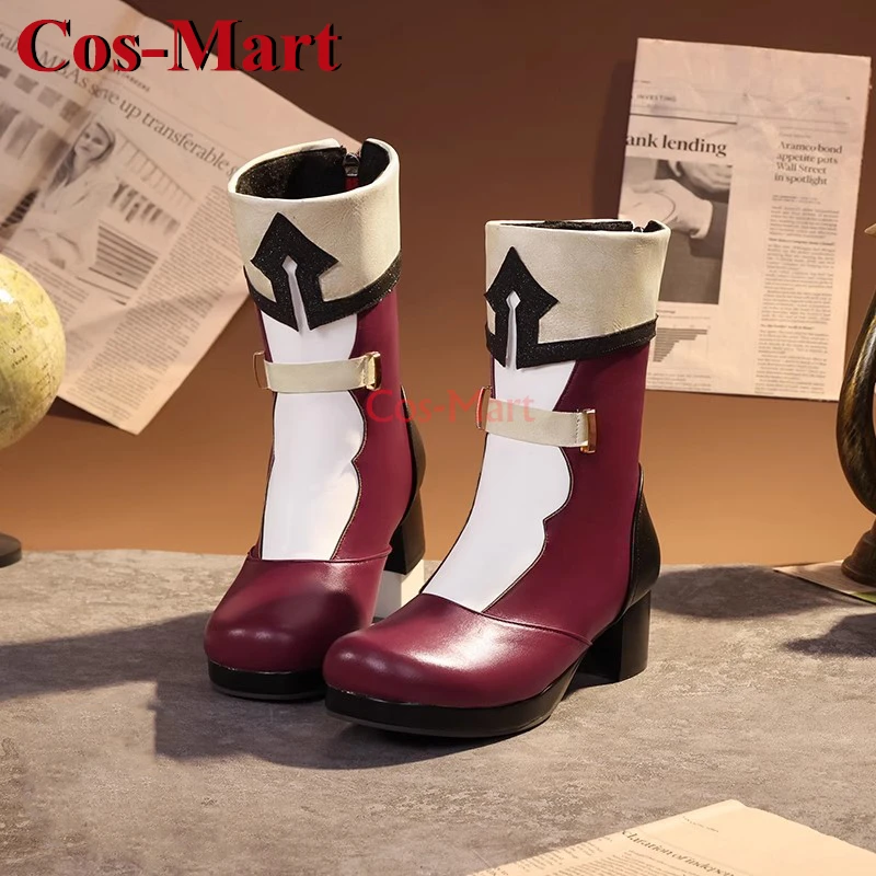 Cos-mart jogo genshin impacto furina/linette/arlecchino/charlotte sapatos cosplay botas altas universais role play acessórios usados