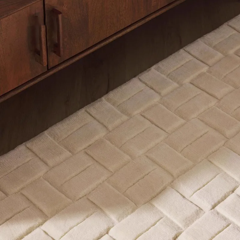 French retro solid color three-dimensional relief carpet living room cream style high-end bedroom Japanese wabi sabi