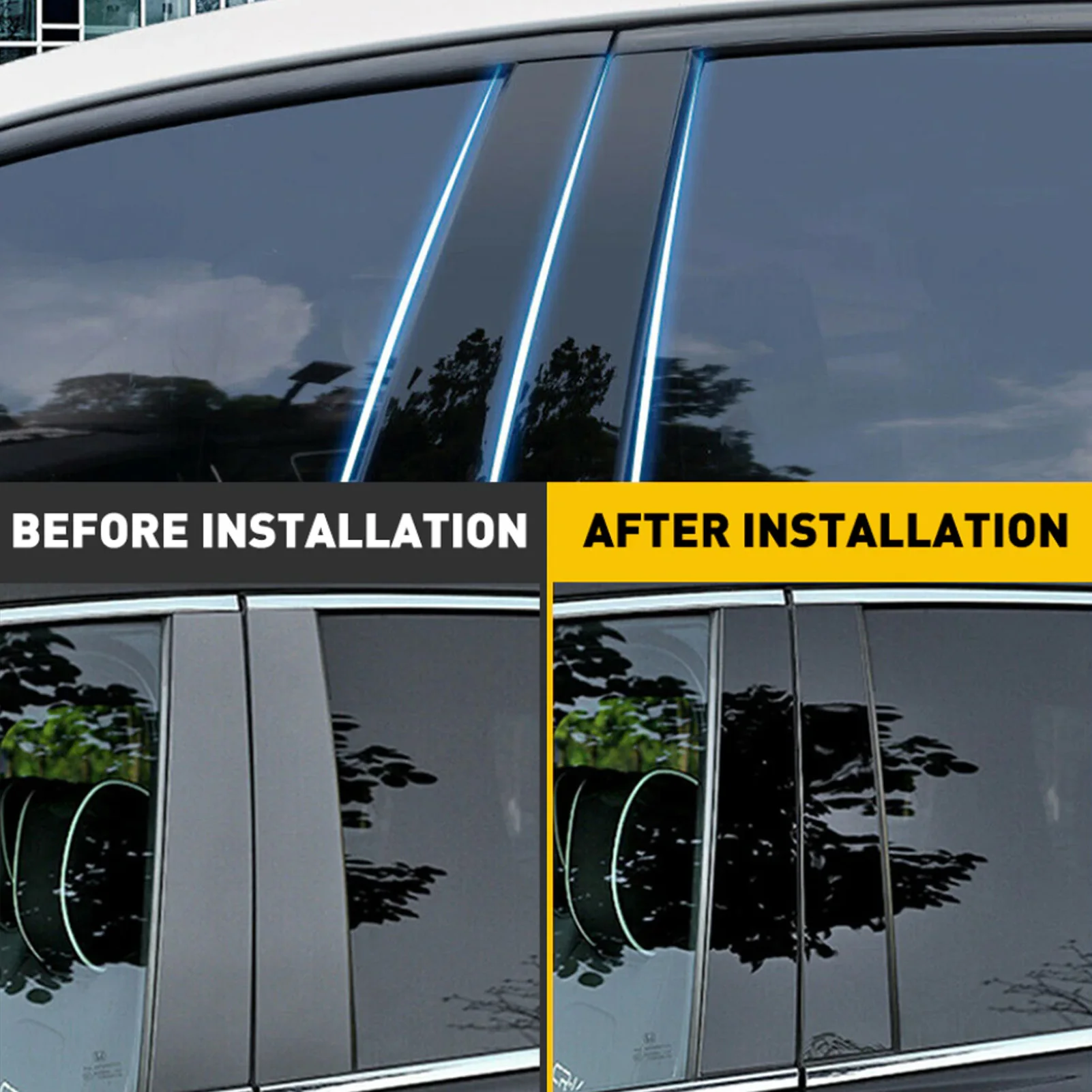 เสาหน้าต่าง4ชิ้นกันรอยขีดข่วนตัว B สีดำมันวาวสติกเกอร์ตกแต่งเสาสำหรับ Porsche Panamera 970 2009 2016