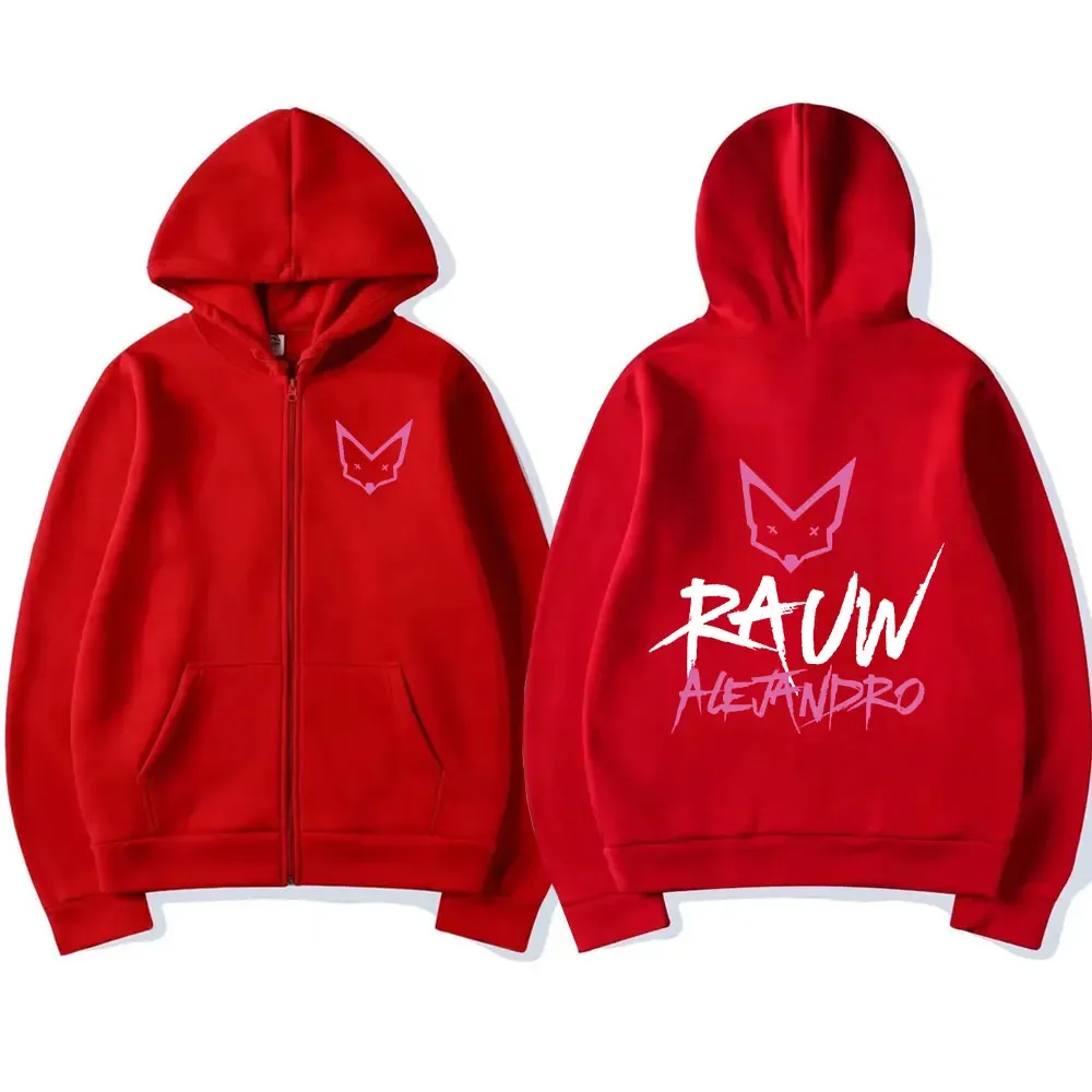 Singer Rauw Alejandro Zipper Hoodies Men Women Fashion Vintage Pullovers Hip Hop Gothic Oversized Zip Up Sweatshirts Streetwear