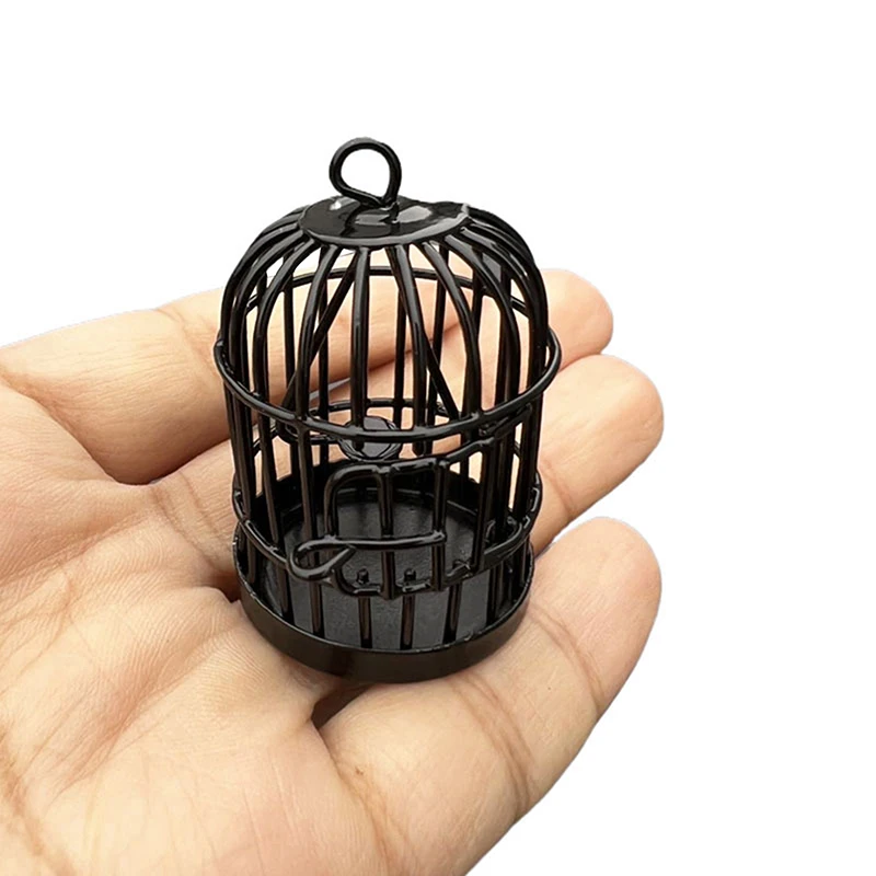 1 pezzo micro decorazione paesaggistica 1/12 casa delle bambole in miniatura gabbia per uccelli in metallo modello mobili scena della stanza accessorio fai da te