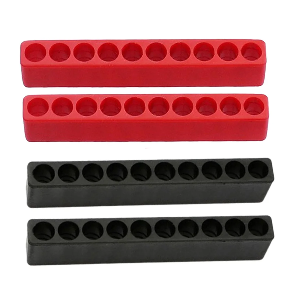 4pcs 10 Holes Screwdriver Bit Holder Storage Soft Rubber Organizer 1/4 Inch Hex Screwdriver Head Drill Bit Stand Case Power Tool