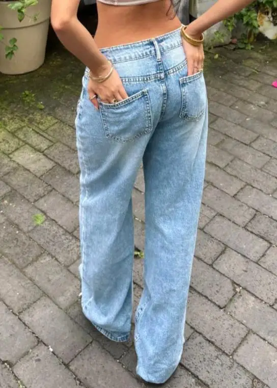 

Женские джинсы, новинка 2026, весенне-осенняя мода, уличная одежда с карманами и цветочной вышивкой, повседневные прямые брюки с высокой талией