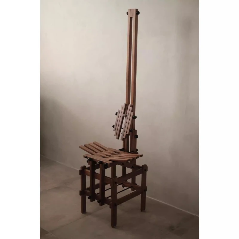 

Building block chair, structural chair, Art Deco, walnut, oak, high back chair medieval