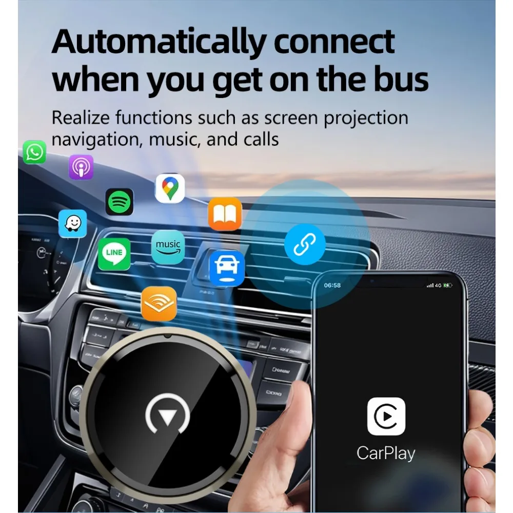 

CB06 BT WIFI Mini CarPlay Box Проводной адаптер CarPlay и Android Auto Connect Адаптер OTA Upgrade Plug & Play Auto Connect Box