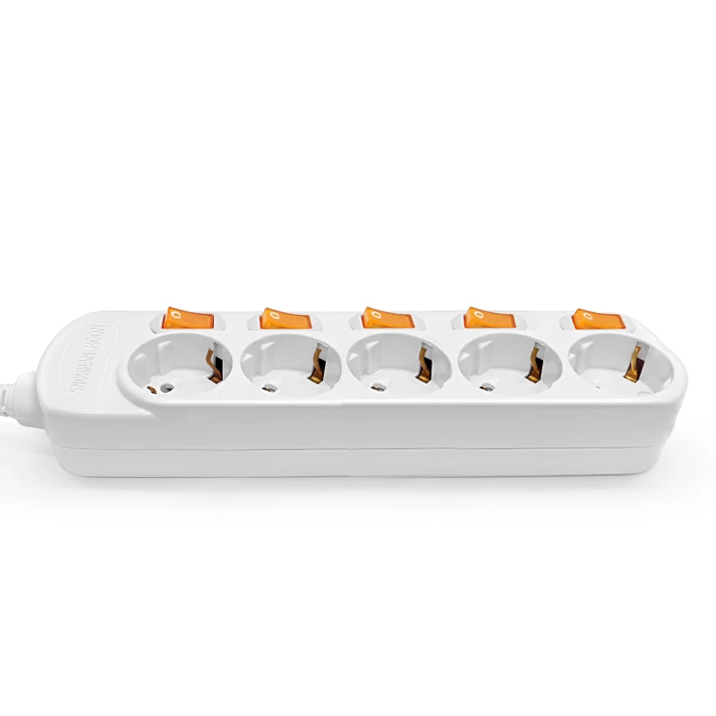 Power Strip Surge Protection 5 AC Socket 5 Switch 16A 250V Grounded 1.5/2.5 meters