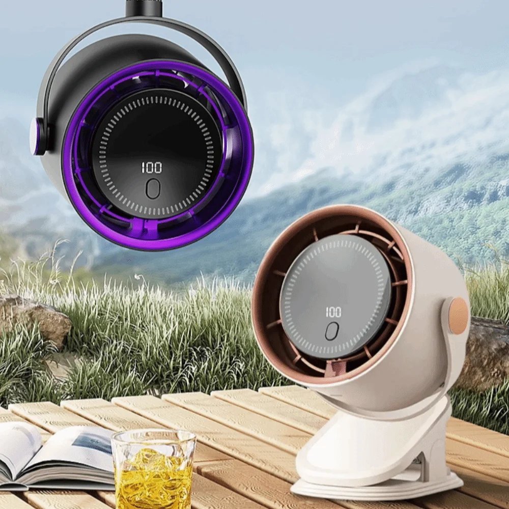 New Silent Operation Clip On Fan USB Powered 100-speed Portable Fan LED Display Strong Wind Output Smart Eletric Fan Home Use
