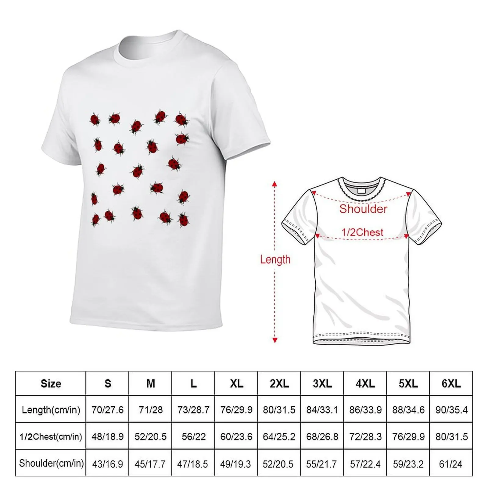 Red Ladybugs T-Shirt Casual Daily Graphic Tee
