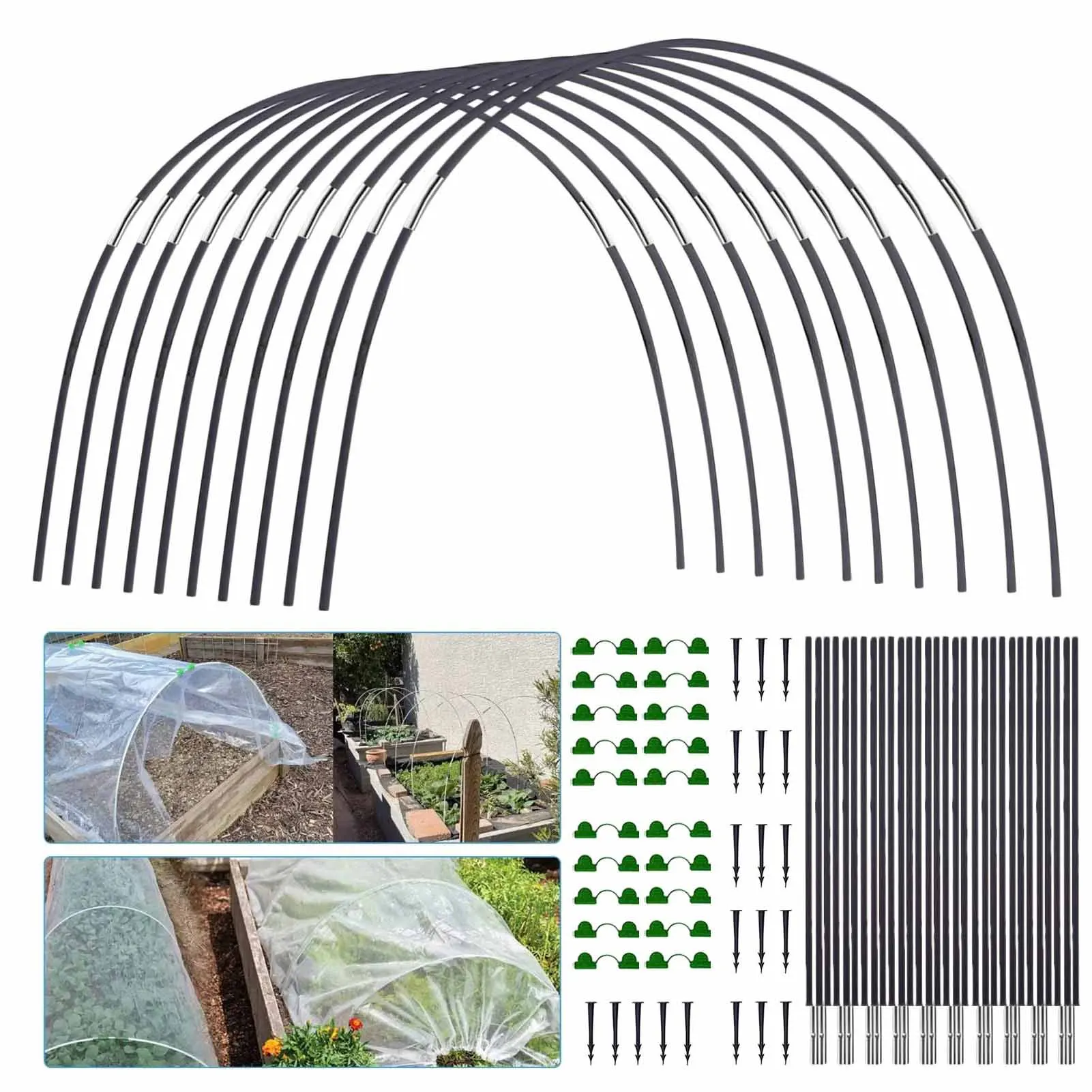 18/30Pcs Garten Anlage Hoop Bogen Schuppen Halterung Gewächshaus Hoops Set Faser Langlebig Frost Schutz Gemüse Sämling garten