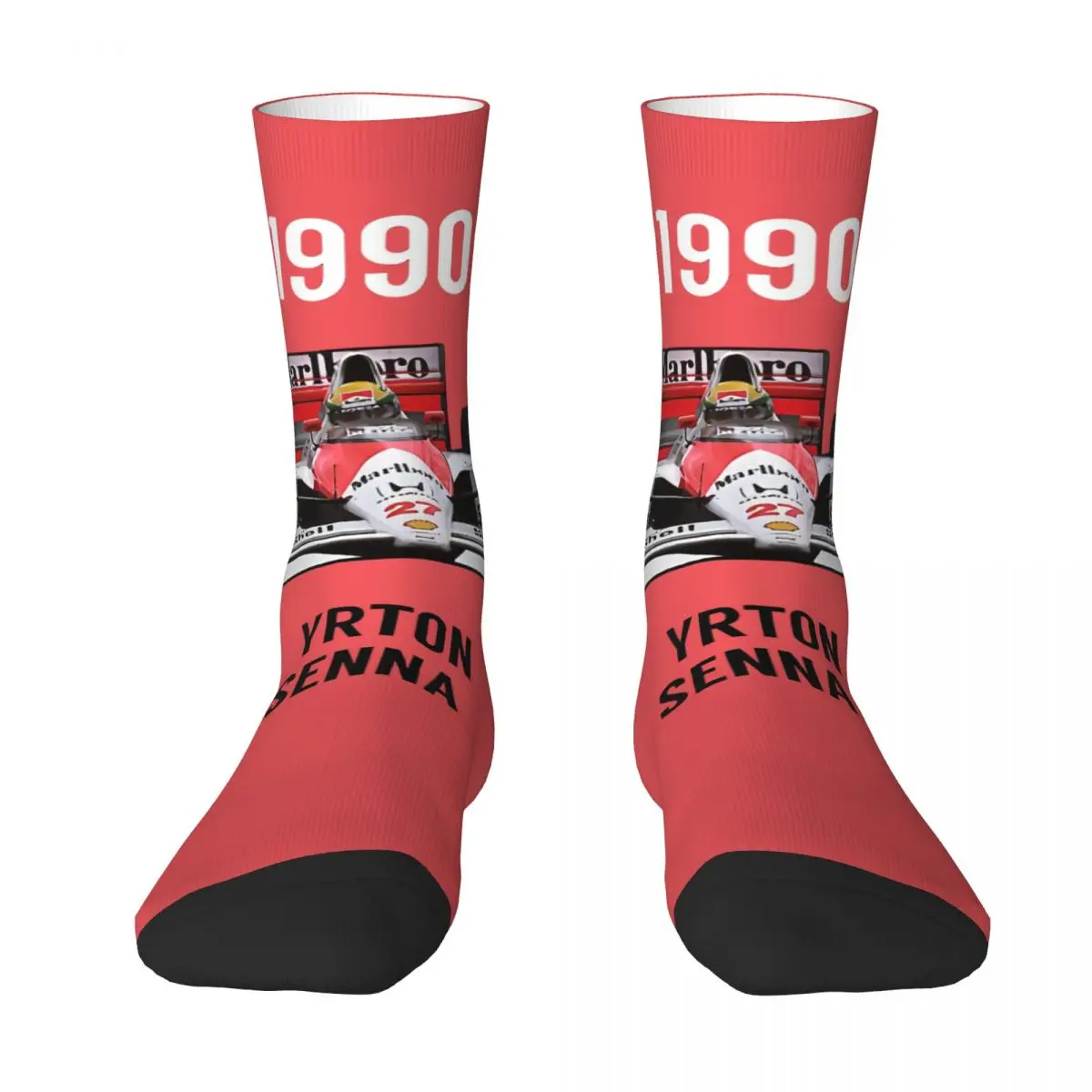 Men Socks Ayrton Senna 1990 Stockings Winter Funny Comfortable Socks Printed Running Anti Bacterial Socks