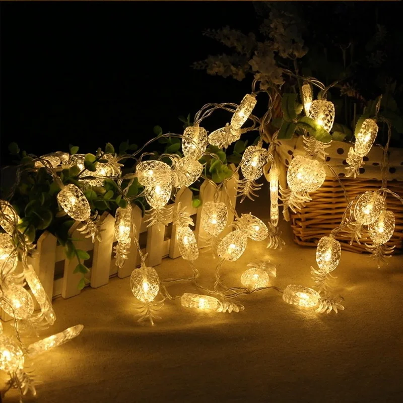 

20 Led Transparent Pineapple Lights String Battery Powered Home Festival Decor Pathway Path Step Stair Wall Garden Yard Lamp