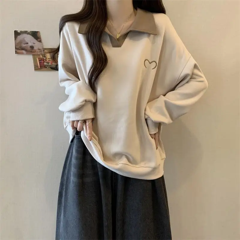 Women Clothing Office Lady Simplicity Elegant Trend Long Sleeve Pullover Sweatshirts Youth Lively Bright Easy Close to the Loose