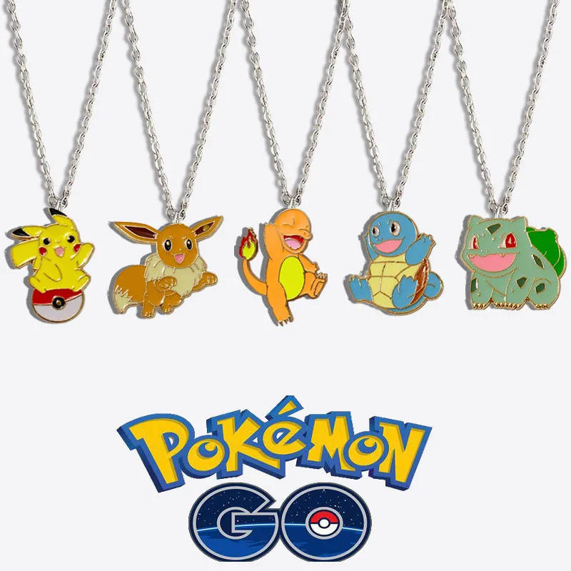 Anime Pokemon Pikachu Necklace Cartoon Figrues Pikachu Bulbasaur Children Toys Necklaces Pendant Kawaii Chain Birthday Gifts