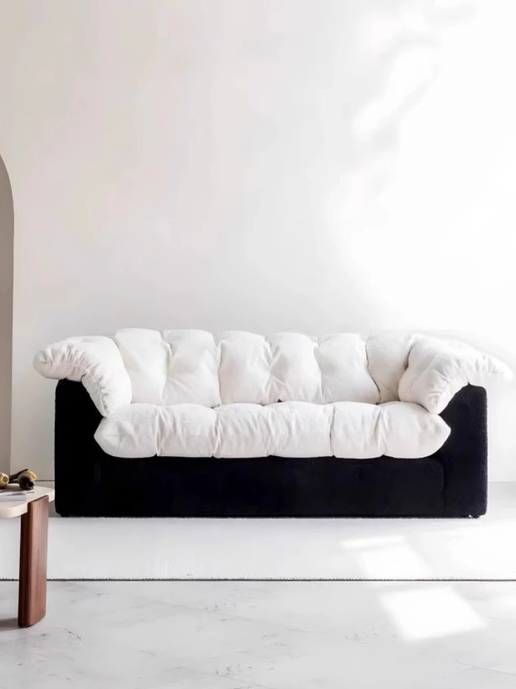 Pre-loved black and white colour-blocked lambswool camellia lazy sofa