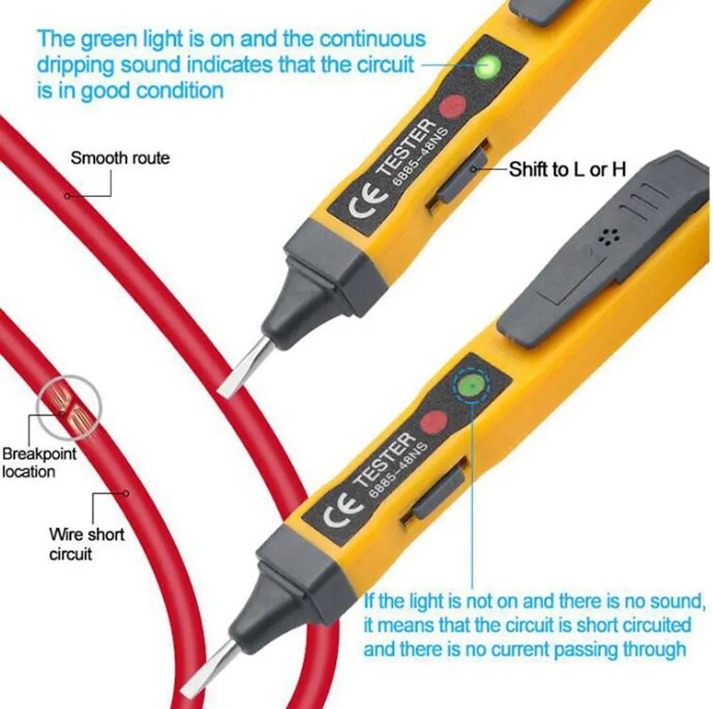 Smart Non-contact Voltage Tester Pen AC/DC Voltage Detector Circuit Tester Pencil Electric Indicator With Alarm Buzzer AC Wire