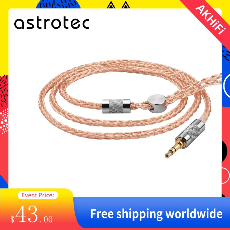 Astrotec 128 Cores, 8 Strands, 6N OCC Headphone Cable 3.5mm 4.4mm MMCX Balanced Hifi Replacement Earphone Cable