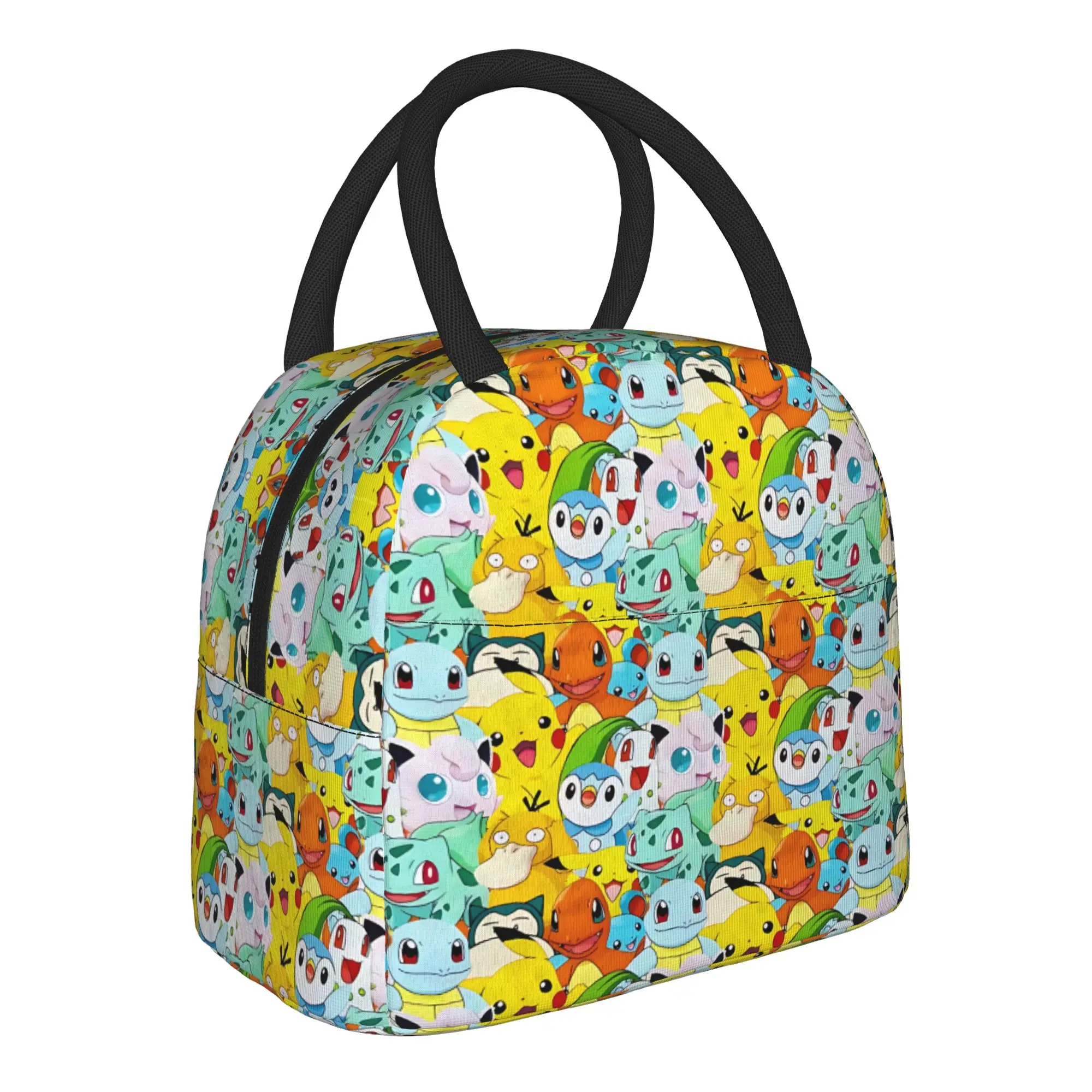 Cartoon Pokemon Theme Handbag Insulated Lunch Bag Insulation Bento Pack Rice Bag  bolsa Student Bento Lunch Handbag Insulation