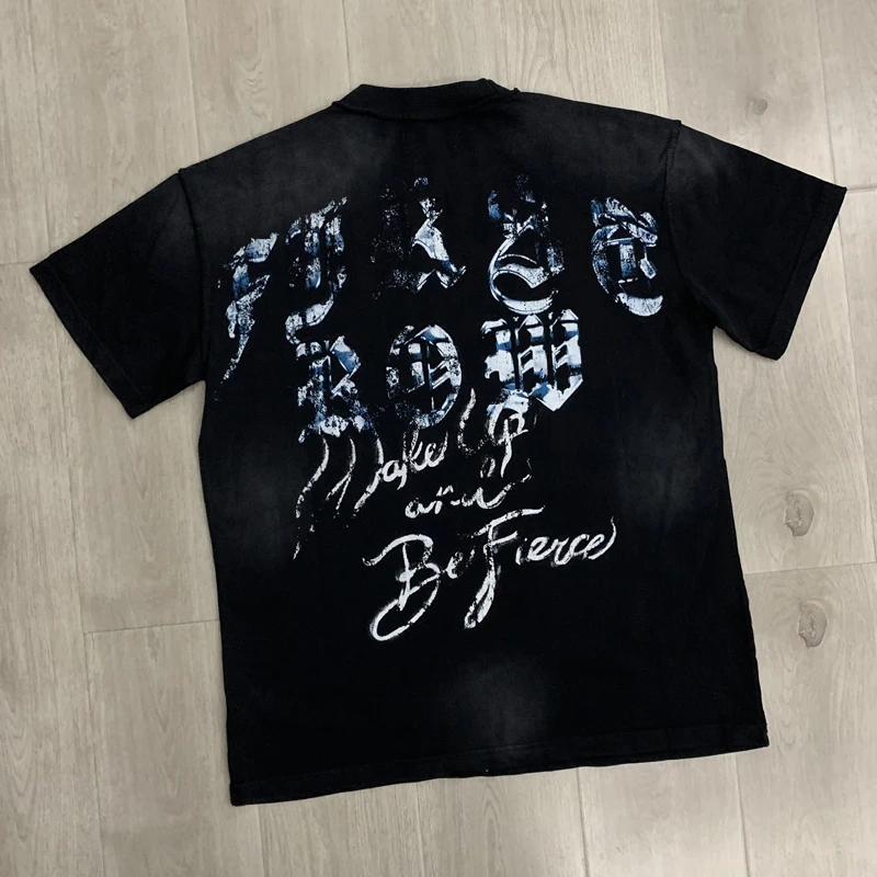 European American Trend FIRST ROW T-shirt Flame Print Fashion Brand Short-sleeved Shirts Tops Unisex