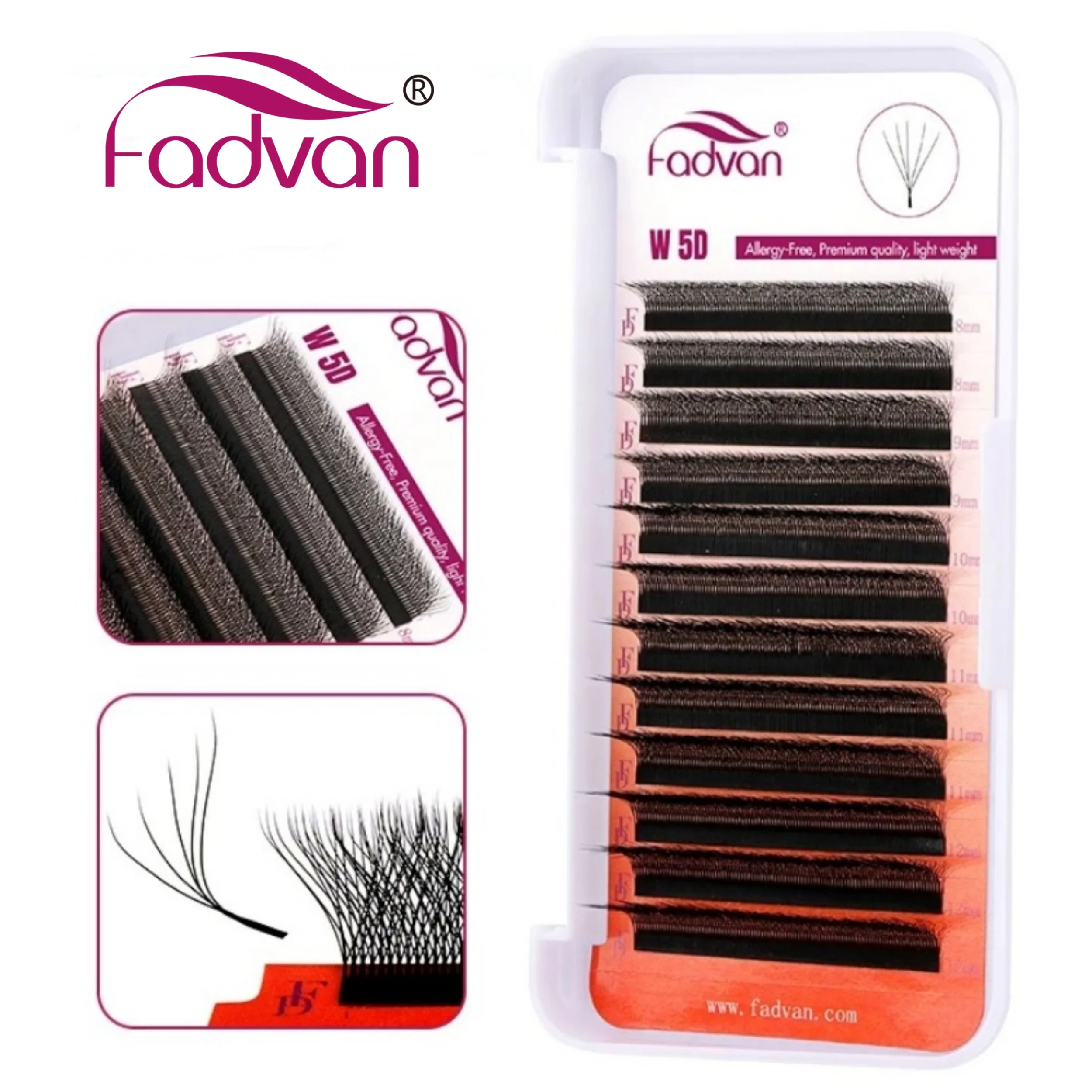 FADVAN M/L/L +/C/D حليقة ثلاثية الأبعاد/4D/5D W شكل رمش ملحقات مقاوم للماء الشباك رموش تكثيف طبيعية لينة سوداء الرموش الصناعية