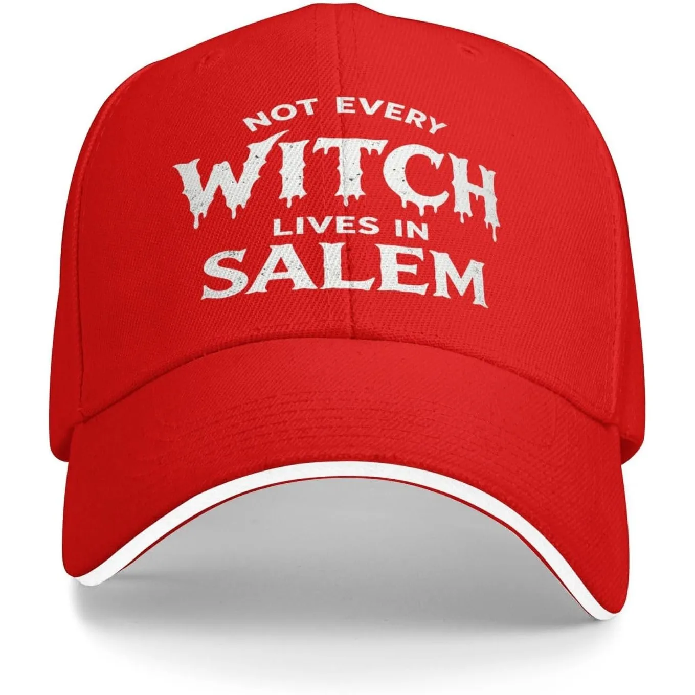 Fall Halloween Not Every Witch Lives in Salem Sandwich Casual Hats Black | Adjustable Magnetic Buckle Design