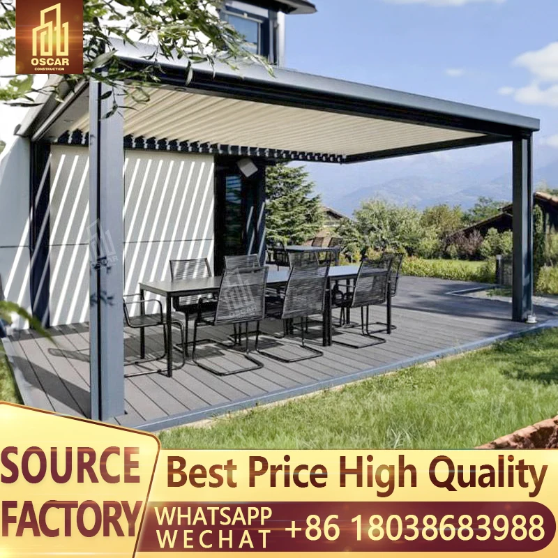 

TUYA APP Control Pergola profiles Opening Louvered roof 3x3 insulated Patio Gazebo Garden Aluminum pergola