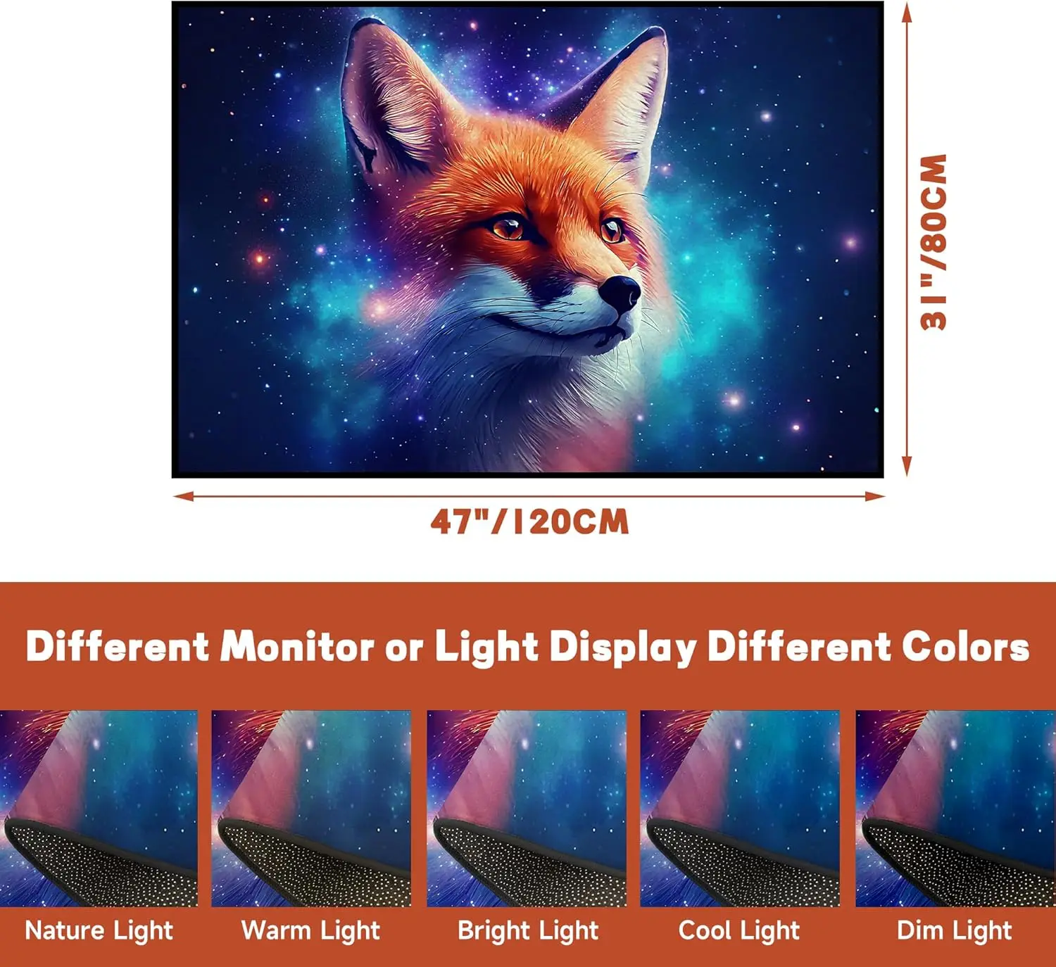 Galaxy Fox Rug 3D Cute Foxes Area Rugs for Bedroom Living Room Playroom Boys Kids Cartoon Colorful Carpet Glitter Stars Throw