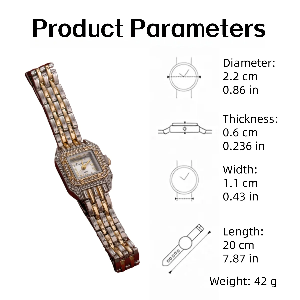 Vintage Luxury Women Watches Chic Gold Silver Alternating Design Roman Numerals Dial Rhinestone Inlay Fashionable Trendy Watch