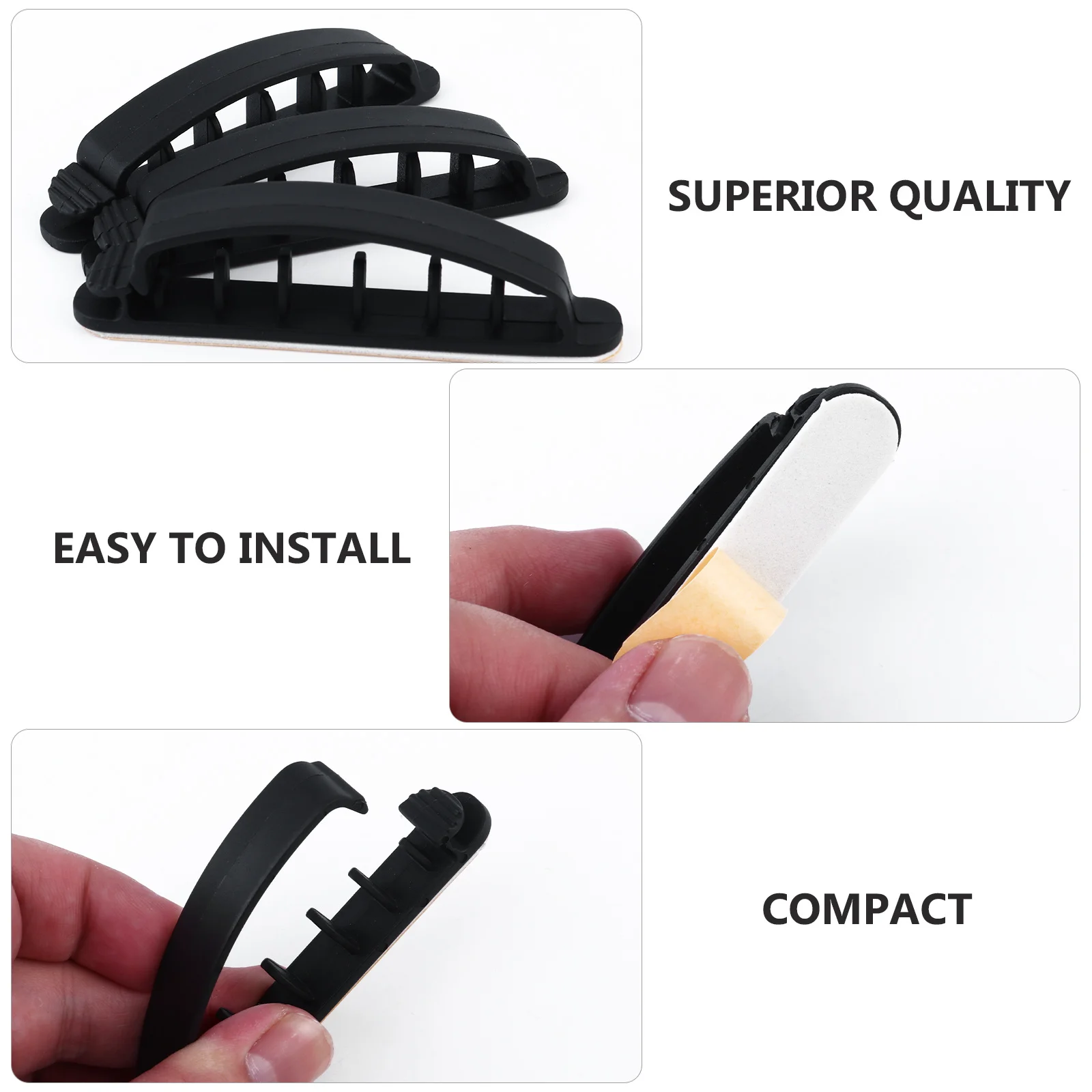 

10pcs Multifunctional Cable Clips 5-Slot Desktop Cord Organizer Heavy Duty Plastic Adhesive Wire Holder For Home Office Desk