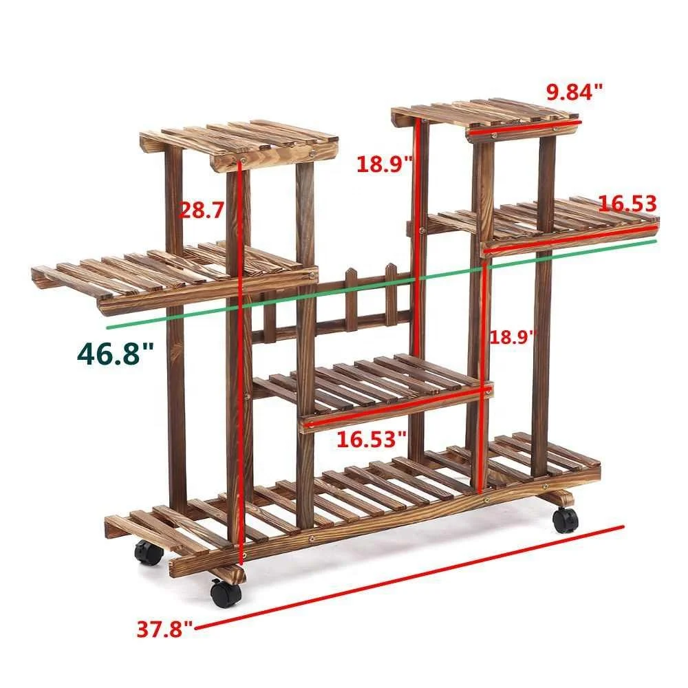 

For Indoor Outdoor Yard Garden Patio Balcony 6-Tier 116*25*72cm Wood Flower Pot Plant Stand Home Garden Storage Display Shelvesp
