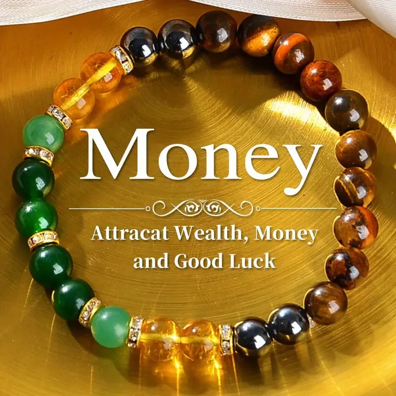Chakra Balancing Bracelet - Tiger Eye, Green Aventurine & Citrine Healing Stones for Wealth & Positivity