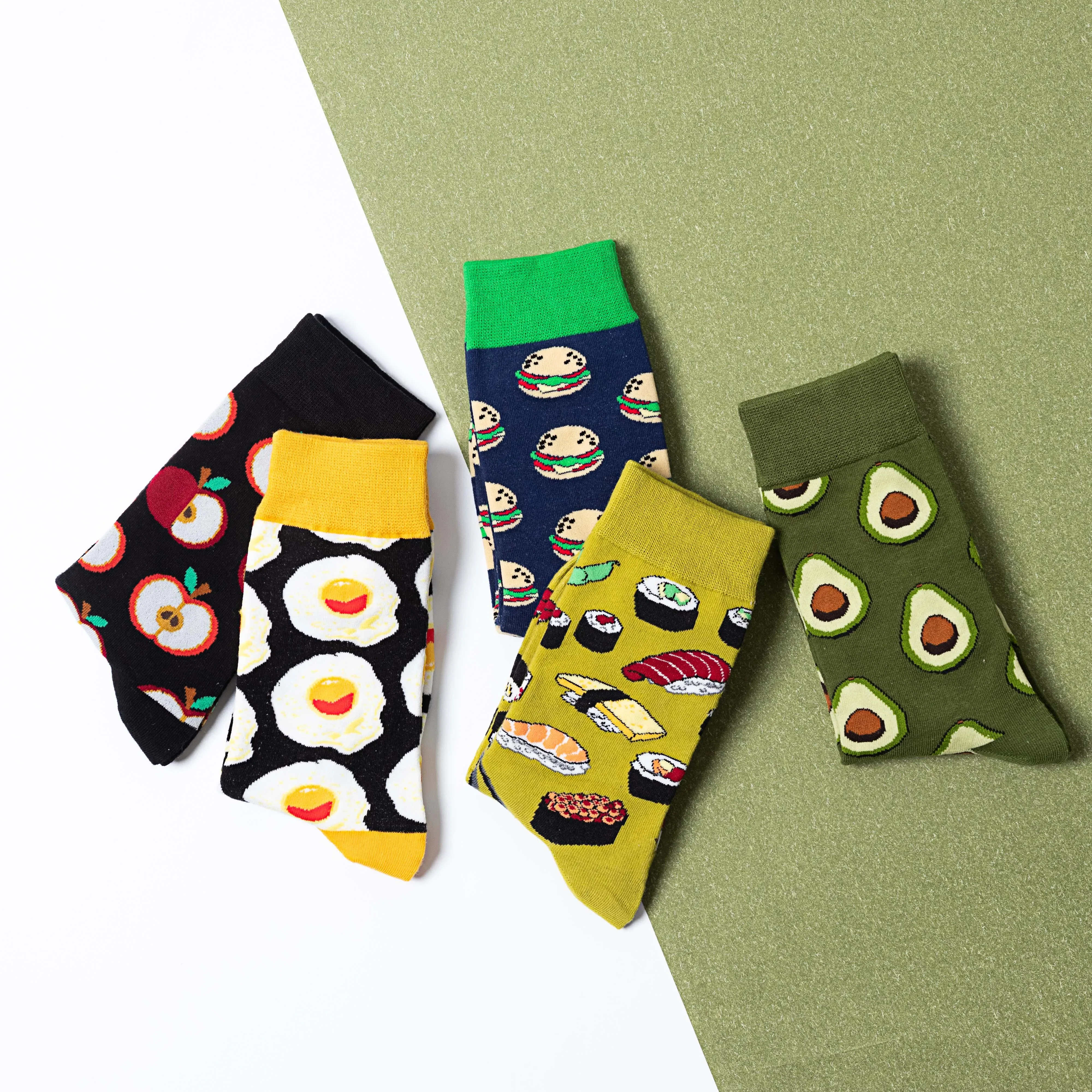 Women Socks cartoon avocado hamburger sushi egg apple Happy Harajuku Japanese Korean Style Kawaii Funny cute cotton Short socks