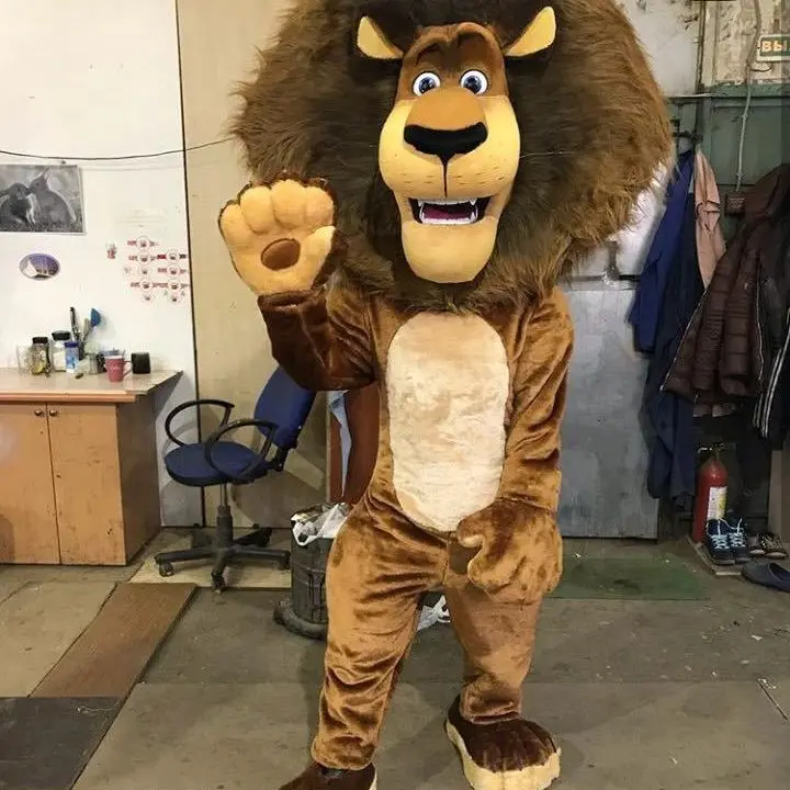 Marrom masculino leão mascote traje adulto personagem dos desenhos animados terno halloween carnaval cosplay festa adereços acessórios