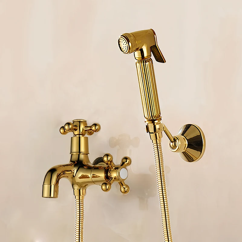 

Золотой ручной распылитель для биде, туалетный комплект для душа, медная гравировка, набор клапанов для душевой насадки Shattaf, набор смесителей для биде, набор кранов для биде