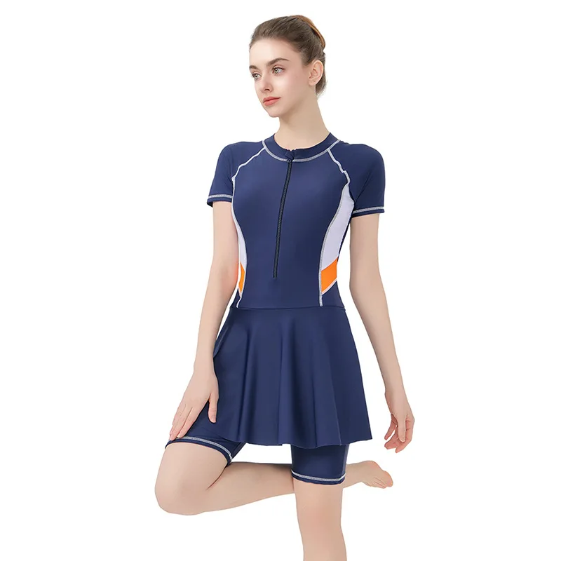 

Plus Size Dress Swimsuit One Piece Swimwear Women With Swim Skirt Conservative Bathing Suit Modest Swimming Suit Beachwear