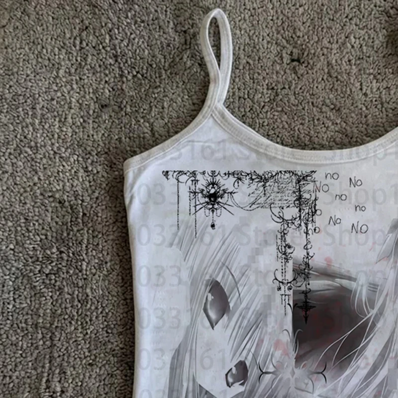 Sexy Vest Harajuku Fairy Gothic Print Women's Tops vintage Emo Girls Streetwear Baby Tank Aesthetic Y2k 2000s For Women Clothing