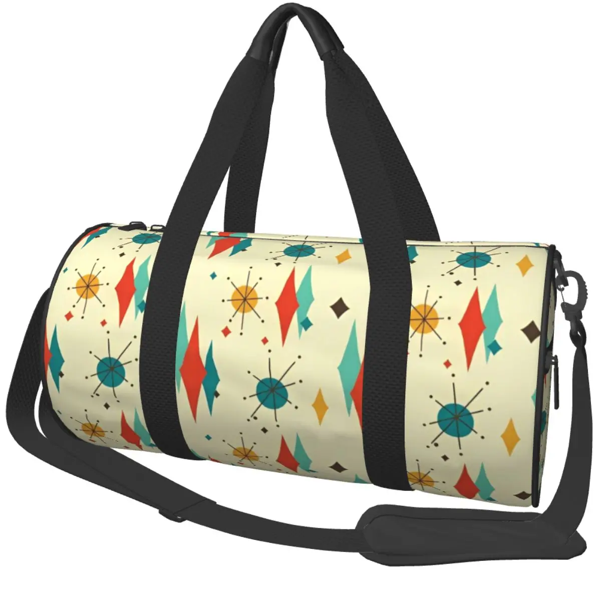 

Mid Century Black Cats Retro Gym Bag Abstract Sports Bags Men Women Design Large Capacity Funny Fitness Bag Outdoor Handbags