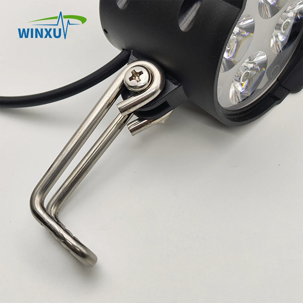 Electric Scooter Headlight Horn 12W High Bright 4 LED 2-in-1 36V to 72V Universal Front Light for Electric Folding Bicycle Ebike