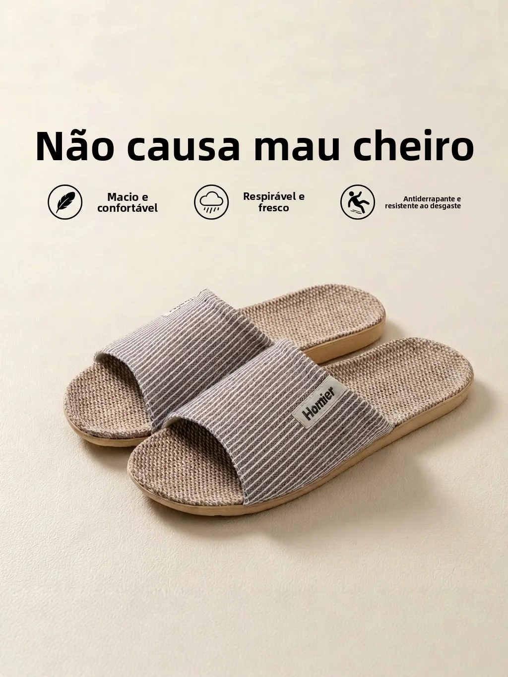 Chinelos de Linho Lidan Unissex para Uso Interno, Silenciosos, para Todas as Estações, em Tecido de Algodão e Linho, Respiráv...