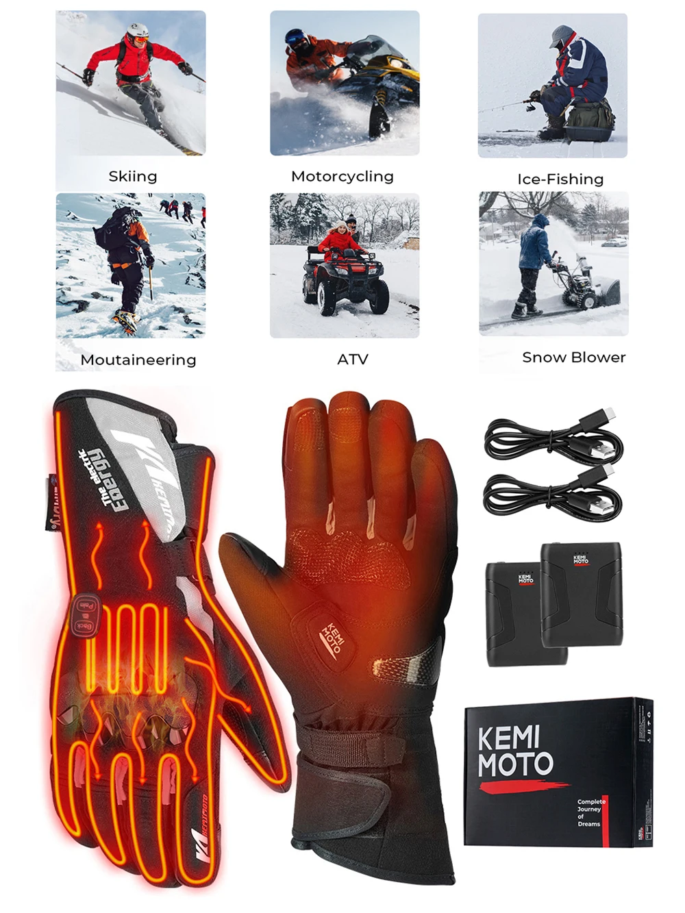 AliExpress NONE Moto Heated Gloves Winter Warm Heating Motorcycle Gloves Waterproof Rechargeable Heating Thermal Gloves For Snowmobile Bike