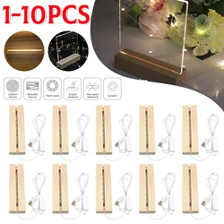 1-10pcs LED Wood Light Display Crystal Wooden Lighted Base Stand Acrylic Light Plate Base USB Wooden Base for Resin Art Lights