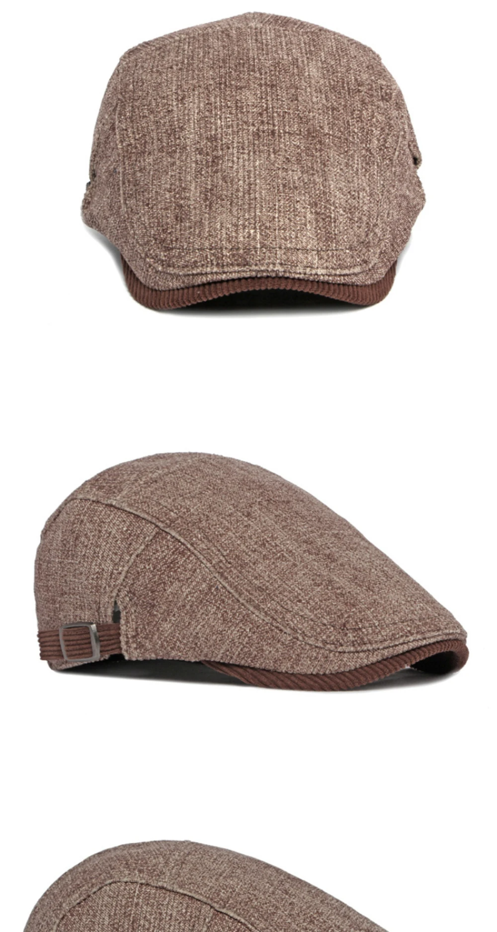 HT4090 Baskenmützen für Männer und Frauen, Vintage-Künstler-Malermütze, Unisex, verstellbare Ivy-Flachmütze, warme Herbst-Winter-Baskenmütze – Detail 4