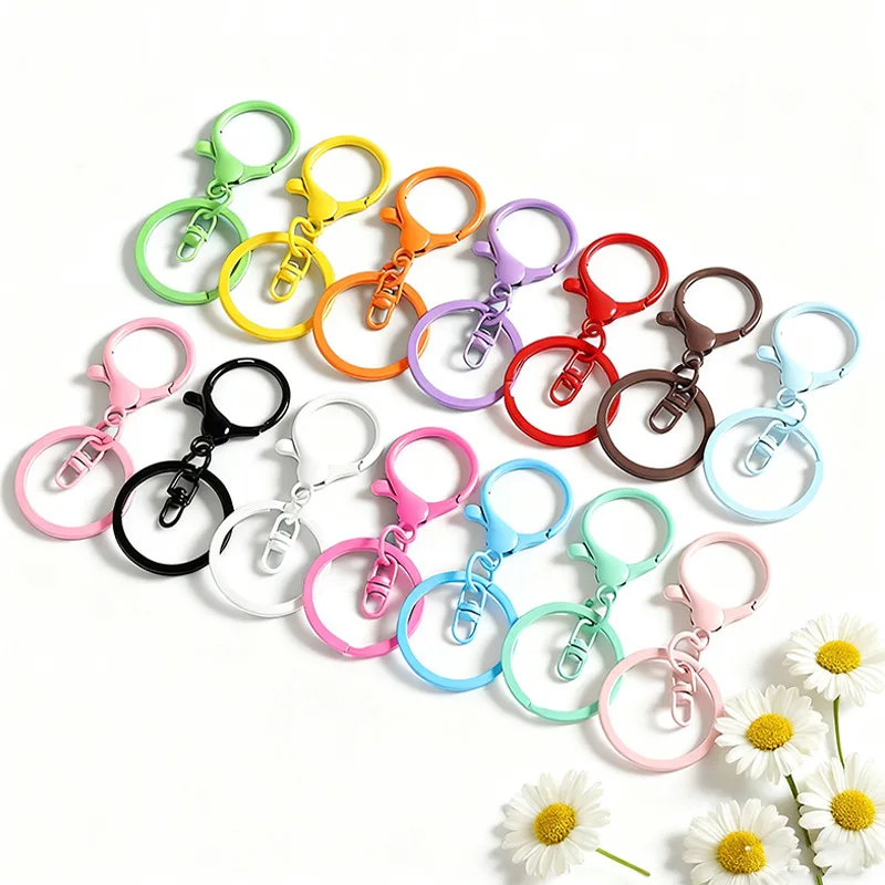 2/5/10pcs Keychain Lobster Clasp Spring Buckle Colored Keyrings For Diy Jewelry Making Key Ring Hooks Bags Buckle Accessories