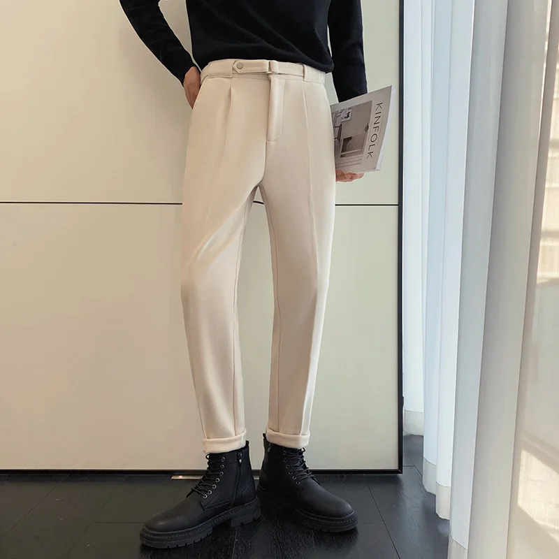 IEFB Business Casual Straight-leg Wool Pants Men Clothing 2024 Autumn Winter Men's Suit Trousers Temperamental Male 9A6739