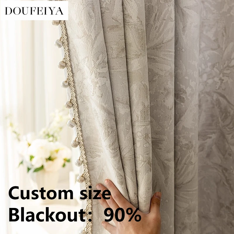 Creamy French Luxury Shading Chenel Curtains for Living Room Bedroom Dining Custom Size Blackout White Tulle Classic Retro Grace
