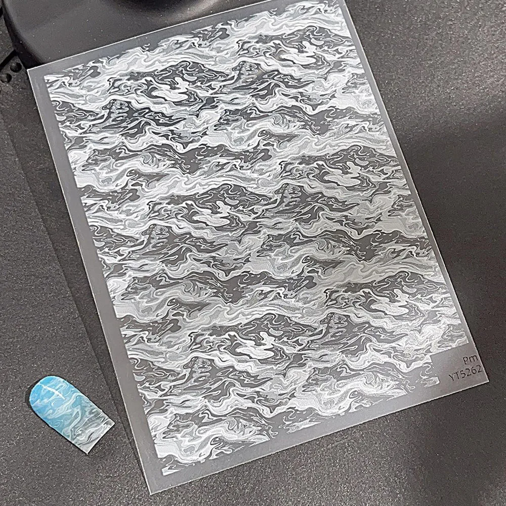 Summer Nail Art Stickers Wave White Transparent Sea Nail Decals Extra Thin 3D Self Adhesive Nails Sticker Summer Sea Beach