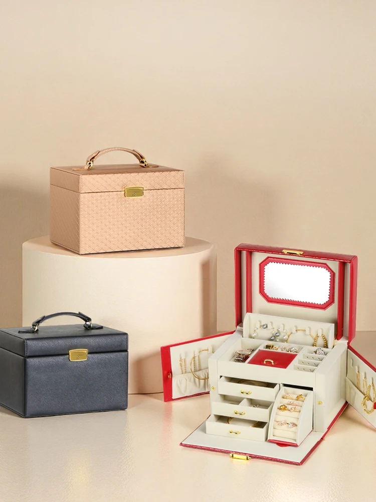Elegant Lockable Jewelry Storage Box Mirrored Jewelry Organizer with Key Accessory Collection Display for Necklace Ring Earring view 2
