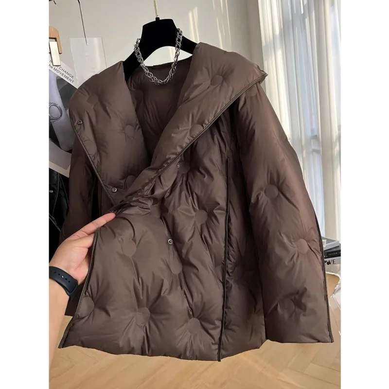 2024 Winter New Korean White Duck Down Women Jacket Thicken Puffer Coat Loose-fit Parka Hooded Cotton-padded Jacket Outerwer