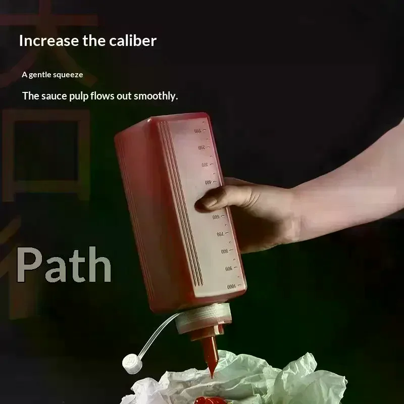 Large Mouth 600/800/1000ML Squeeze Sauce Bottle Condiment Dispenser Dustproof Kitchen Seasoning Salad Sauce Olive Oil Bottle Hot