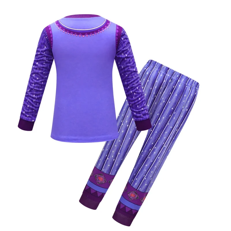 3-10y فيلم جديد W-Wish Asha تأثيري حلي آشا الأميرة الأرجواني منامة دعوى تأثيري هالوين حفلة تنكرية الراحة زي الفتيات